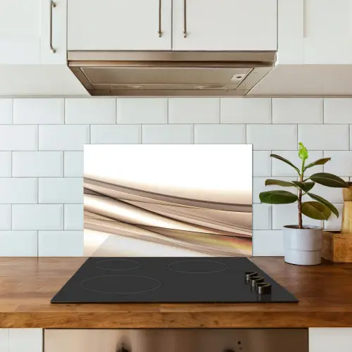 Golven - Abstract - Taupe keuken achterwand spatscherm klein -sfeer2