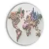Wereldkaart - Kristallen - Unieke tinten Akoestische PET Vilt - Rond klein -3d