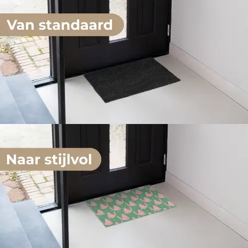 Groen - Katten - Stippen - Sterren Deurmat klein 898 -voor-na_NL