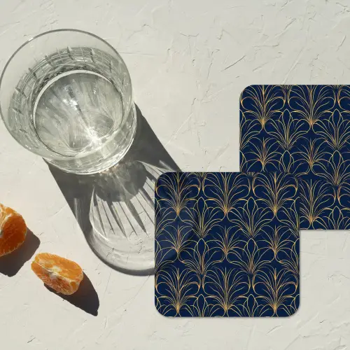 Deco - Waaier - Blauw onderzetter kurk middel 366 -sfeer4