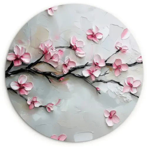 Bloesem - Kunstzinnig - Roze - Sakura Wandcirkel plexiglas klein -3d