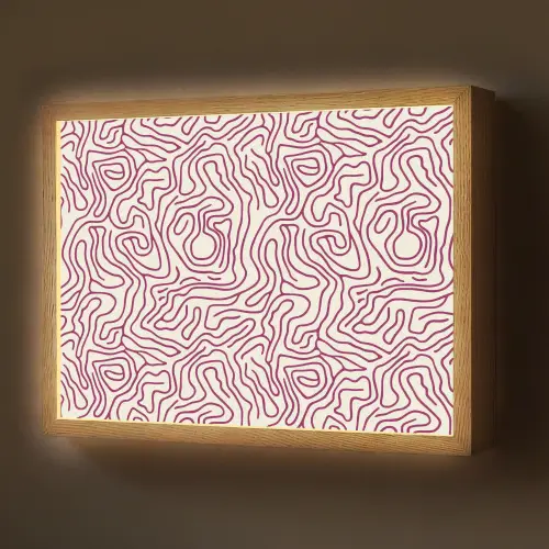 Kronkelende lijn - Magenta - Crème Light Box met batterij (Wandlamp) middel 907 -z3d_website