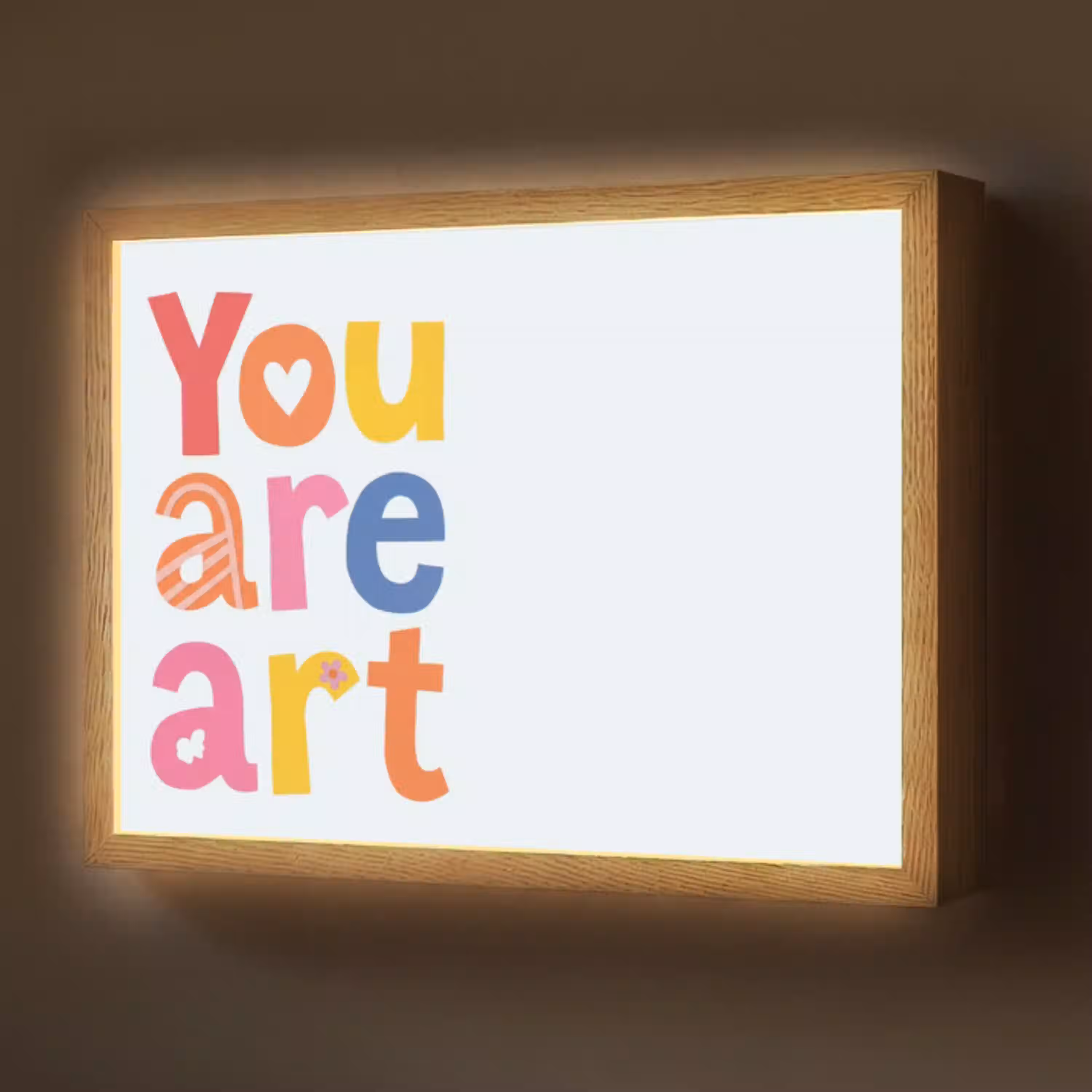 You are art - Kleurrijk - Grafisch Light Box met batterij (Wandlamp) middel -z3d_website