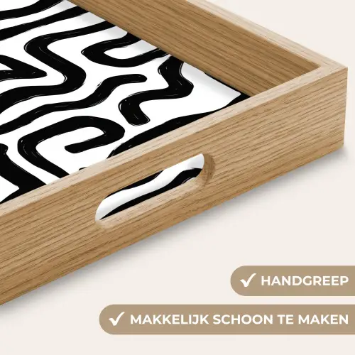 Modern - Lijnen - Zwart Dienblad Rechthoek middel 911 -USP_HandgreepNL