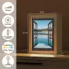 Doorkijk - Winterlandschap - Meer - Bergen - Uitzicht Light Box met kabel (Tafellamp) klein -USP_NL