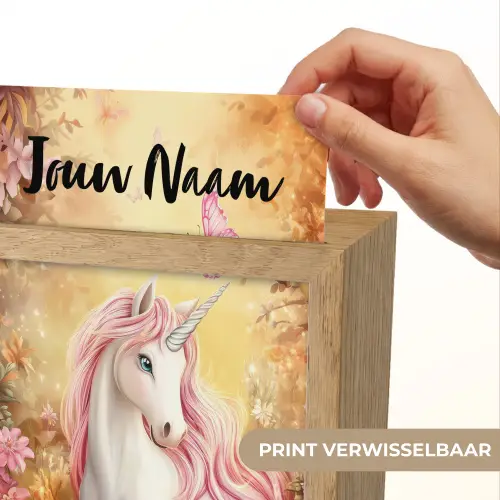 Eenhoorn - Bloemen - Vlinder - Roze Light Box met kabel (Kinderlampje) klein -USP_websiteprintNL