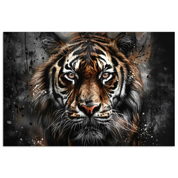 Tijger - Dieren - Portret - Luxe - Zwart poster papier klein -3d