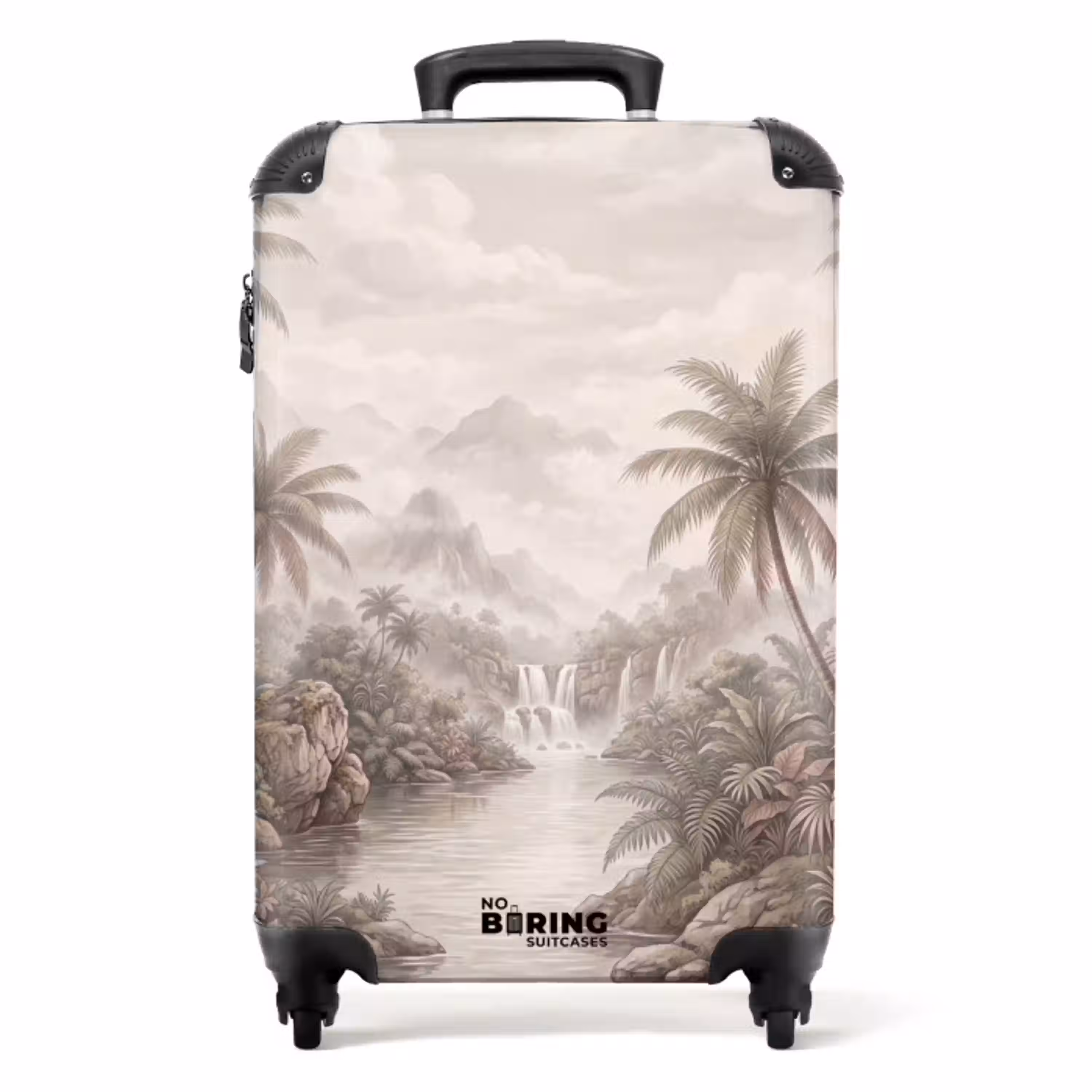 Jungle - Watervallen - Tropisch - Illustratie NBS - Handbagage koffer - Volwassenen Unisex middel -productfoto_recht