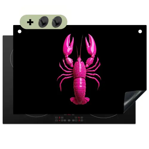 Kreeft - Felroze - Stippen - Opvallend Inductie beschemer met haakjes klein -3d