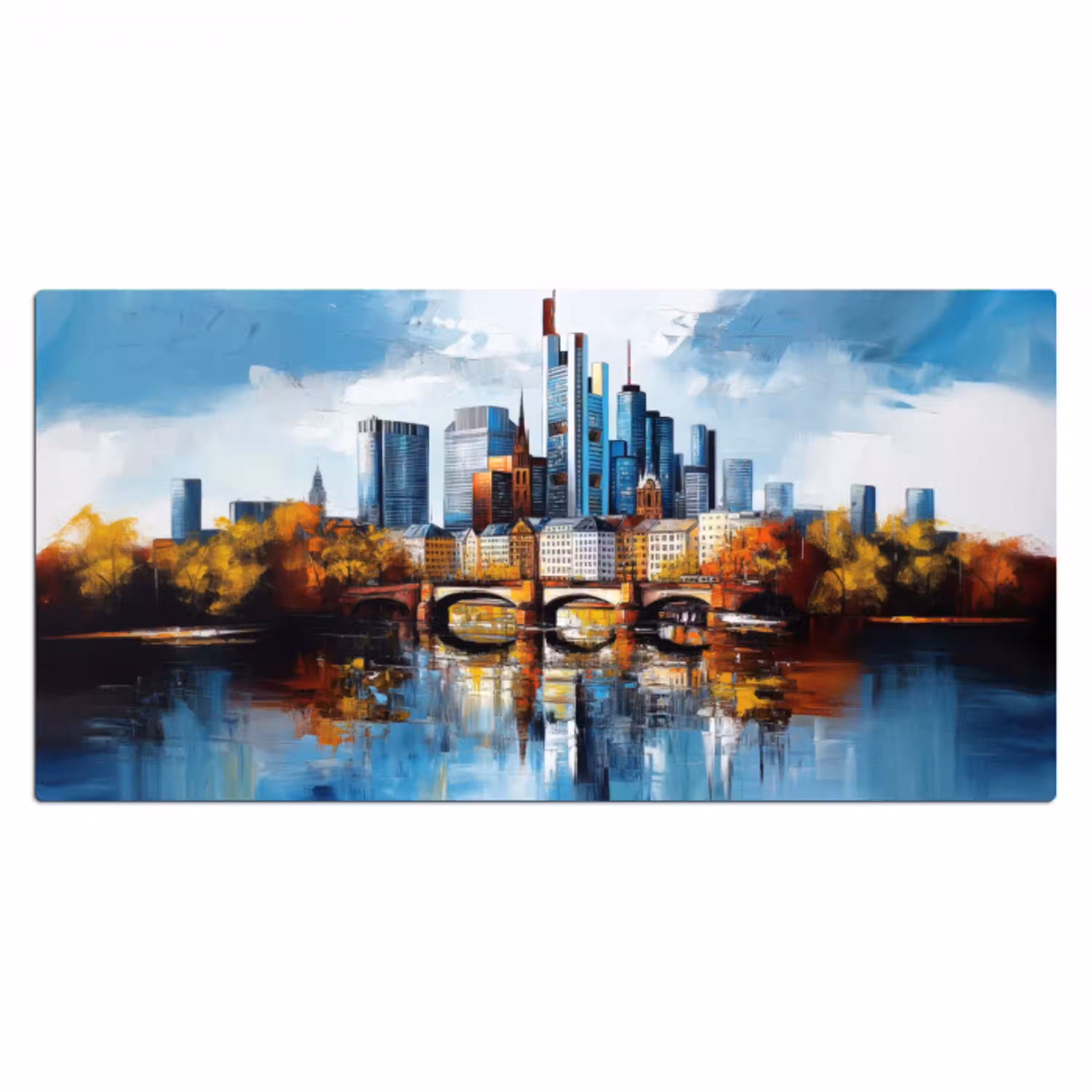 Bomen Frankfurt- Stad - Skyline - Brug Muismat XXL klein -3d_leeg