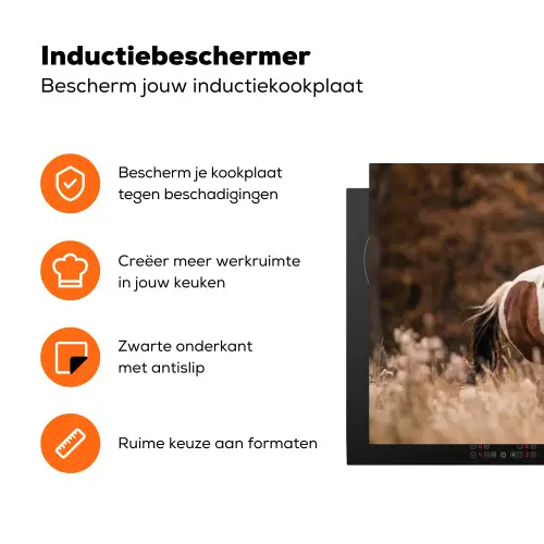 Paard - Bruin - Gras Inductie beschermer vinyl 3mm klein -zzzzzzz-td-ups