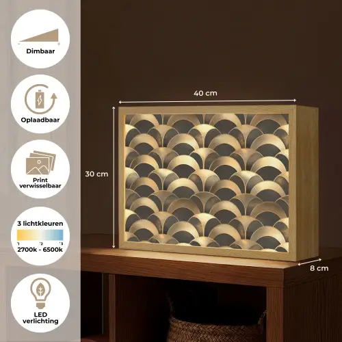 Schubben - Structuur - Goud Light Box met batterij (Wandlamp) middel 907 -USP_websiteoverzichtNL