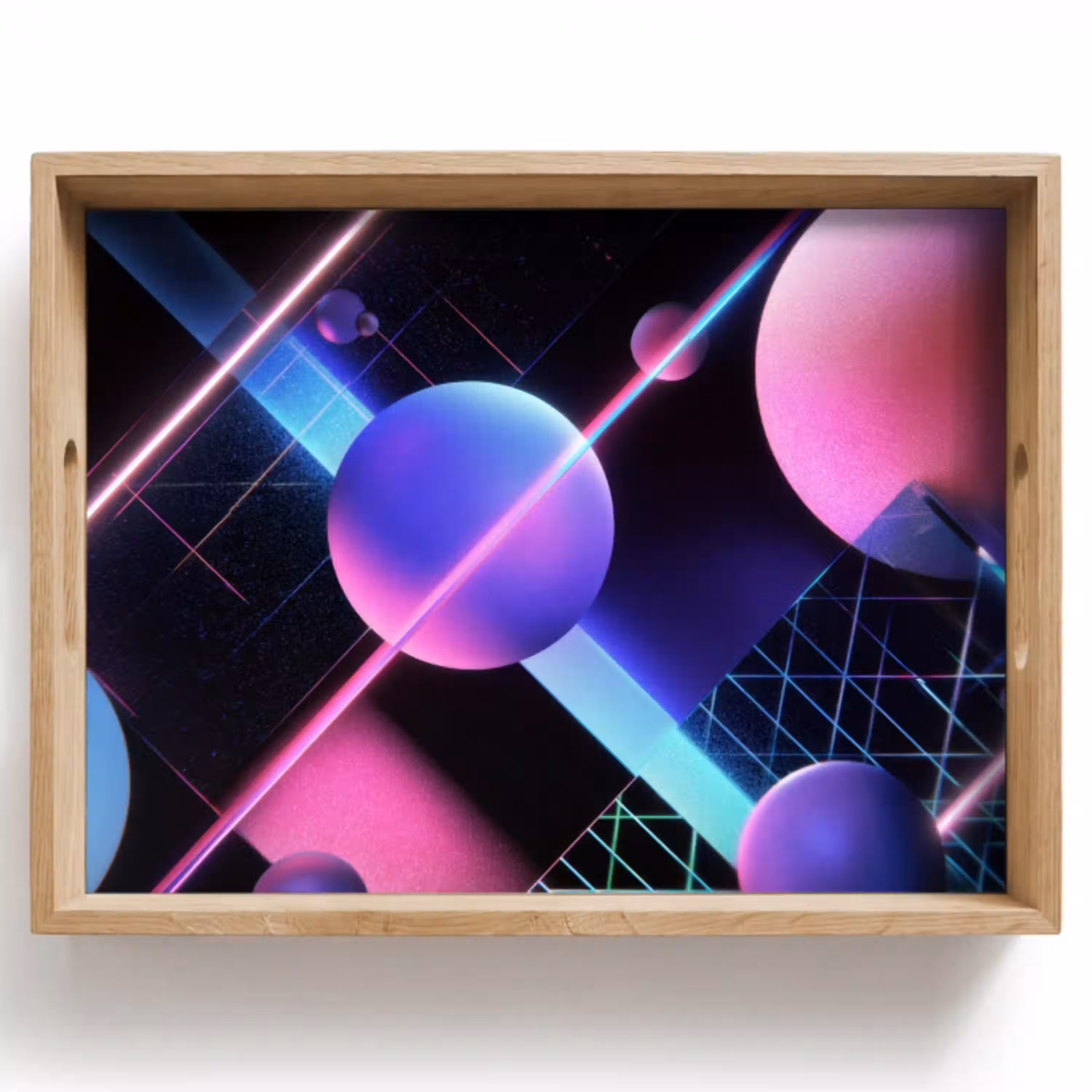 Bollen - Neon - Lijnen - Roze Dienblad Rechthoek middel -z3d_shopping