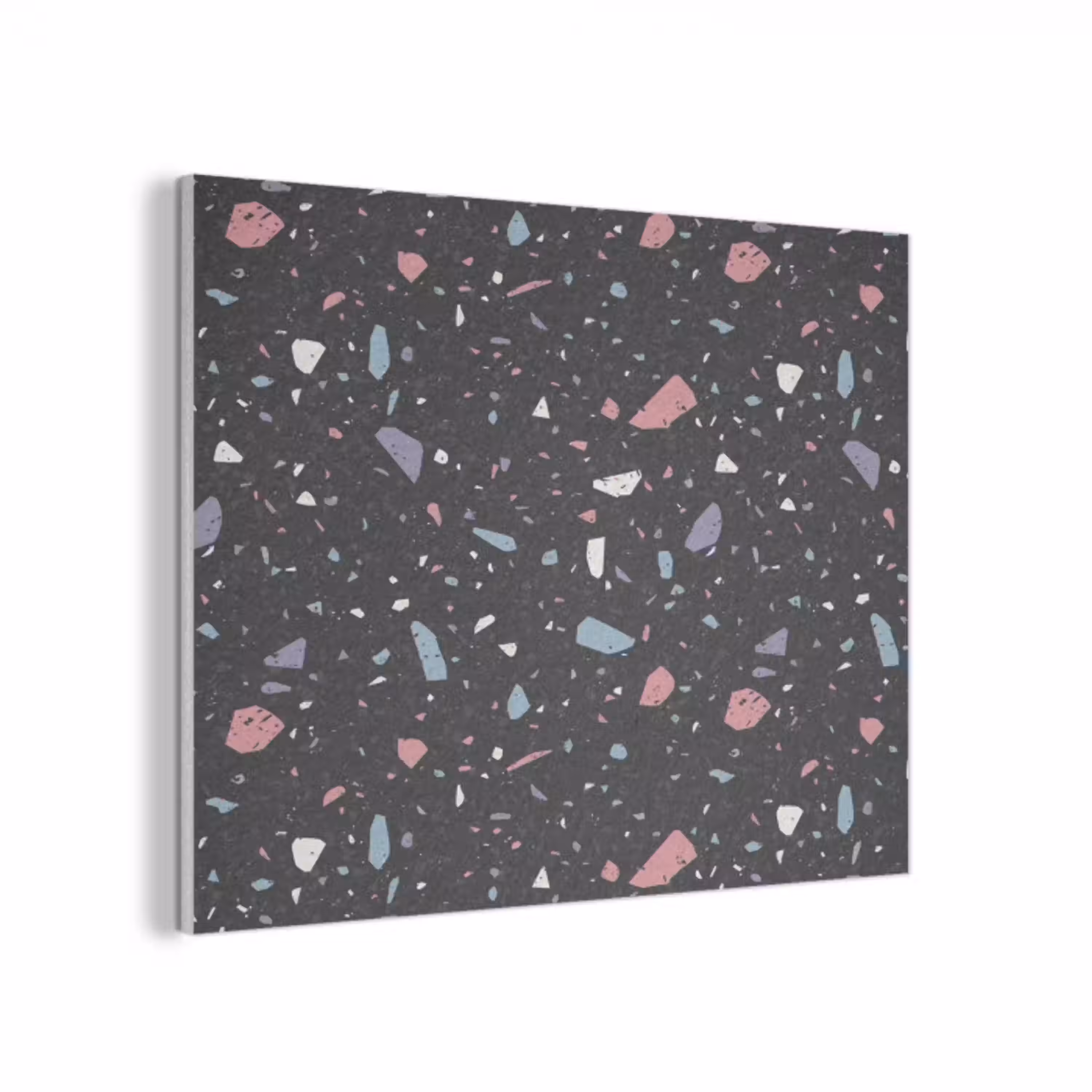 Terrazzo - Patroon - Zwart - Zacht PET vilt klein 837 -3d