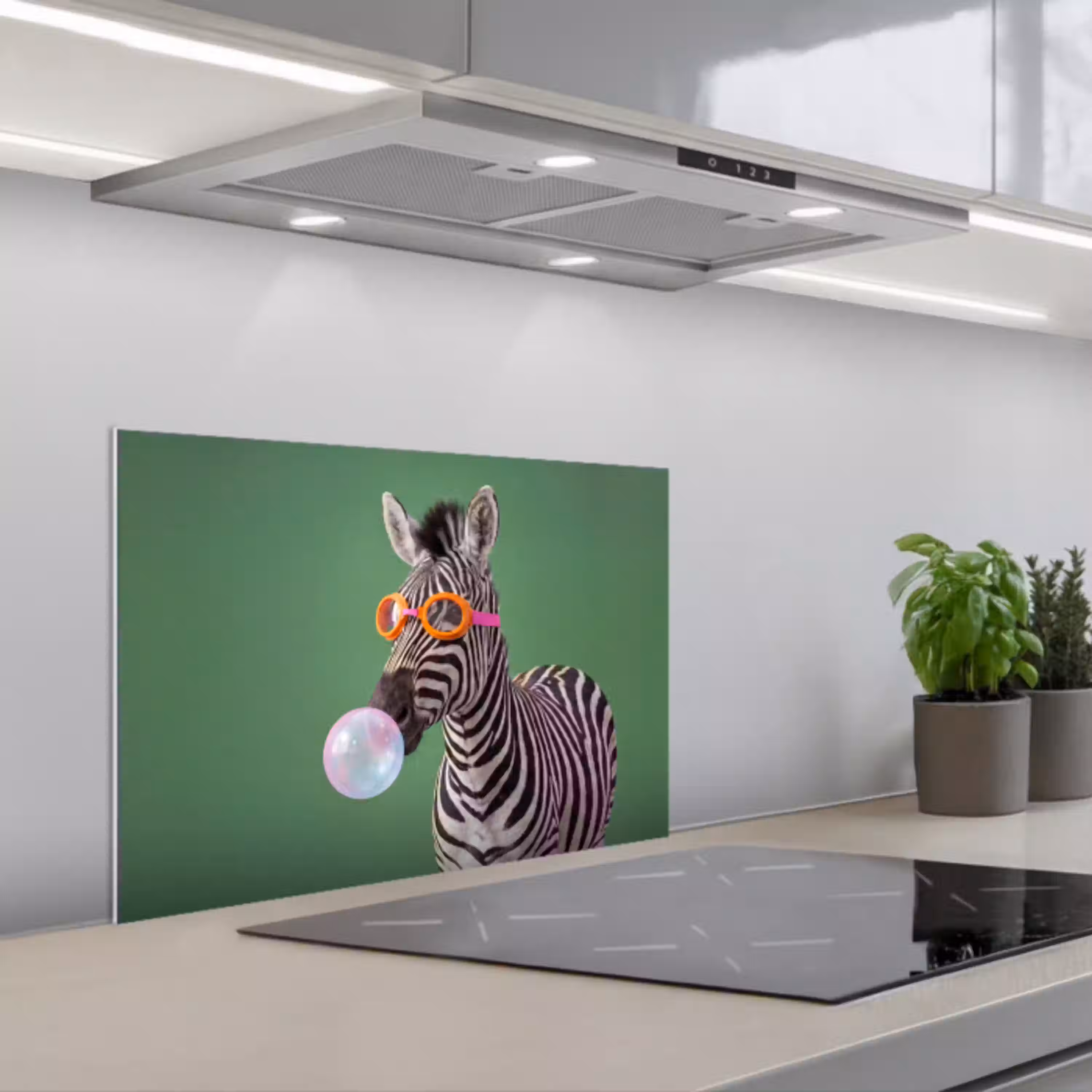 Dier - Bril - Bel - Modern - Groen keuken achterwand spatscherm klein -3d_schuin