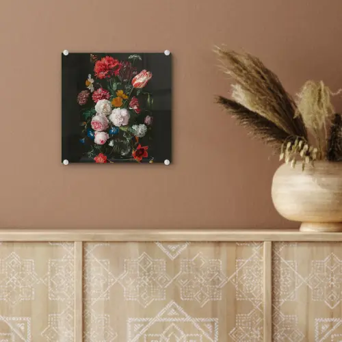 Stilleven met bloemen in een glazen vaas - Schilderij van Jan Davidsz. de Heem plexiglas 5mm klein -sfeer5