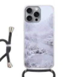 Rivier - Sneeuw - Bos - Winter - Schilderachtig Hoesje iPhone 16 Pro Max met koord klein -3d