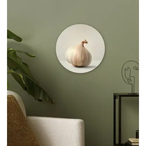 Knoflook - Natuurlijk - Beige Wandcirkel kunststof plaat 5mm dik klein -sfeer3