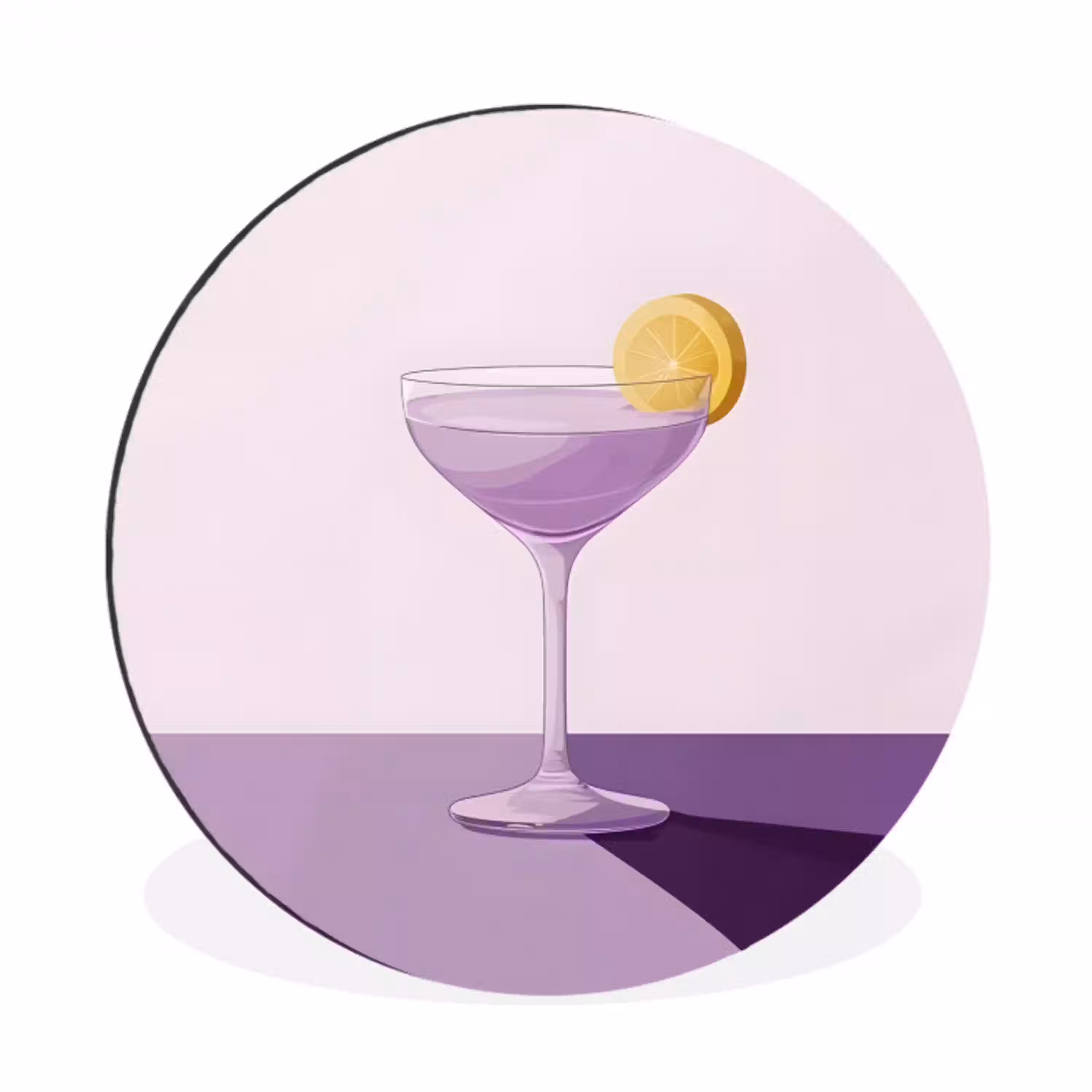 Cocktail - Paars - Minimalistisch - Citroen Wandcirkel aluminium klein -3d