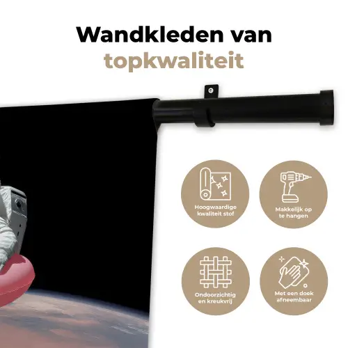 Astronaut - Flamingo - Zwemband - Roze Wandkleed katoen klein -sfeer2