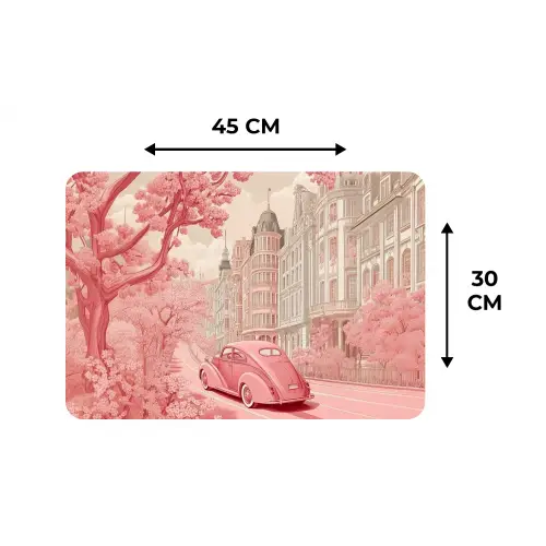City - Car - Pink Placemat vinyl groot -specs