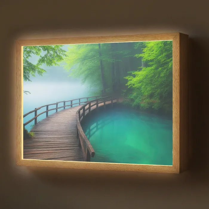 Brug - Water - Rivier - Bos Light Box met batterij (Wandlamp) middel -z3d_website