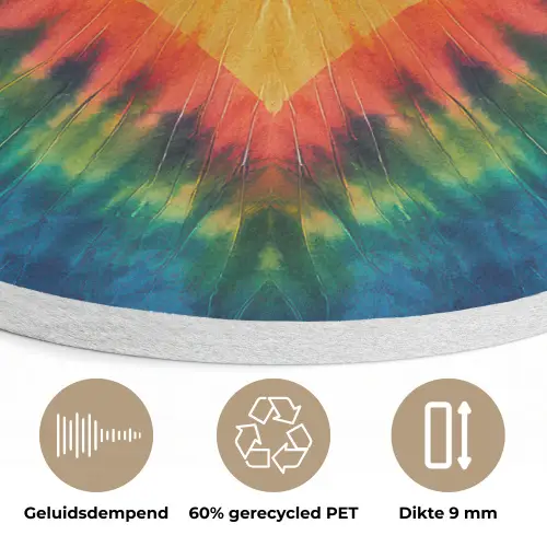 Hart - Tie Dye - Kleurrijk Akoestische PET Vilt - Rond klein -closeup_NL