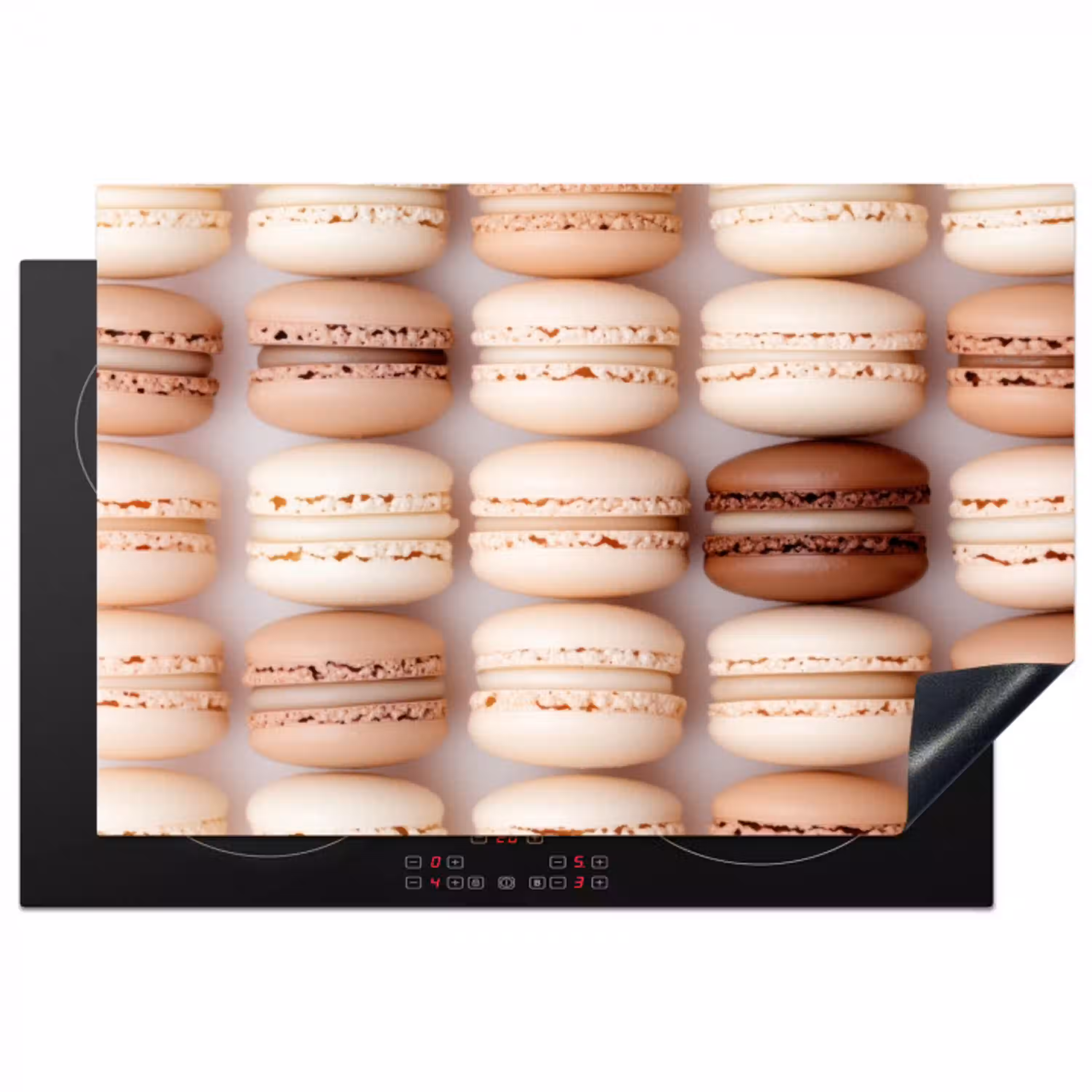 Macarons - Beige - Bruin Inductie beschermer vinyl 3mm klein -3d