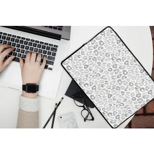 Luipaard - Motief - Grijs laptophoes neopreen klein 279 -bureau