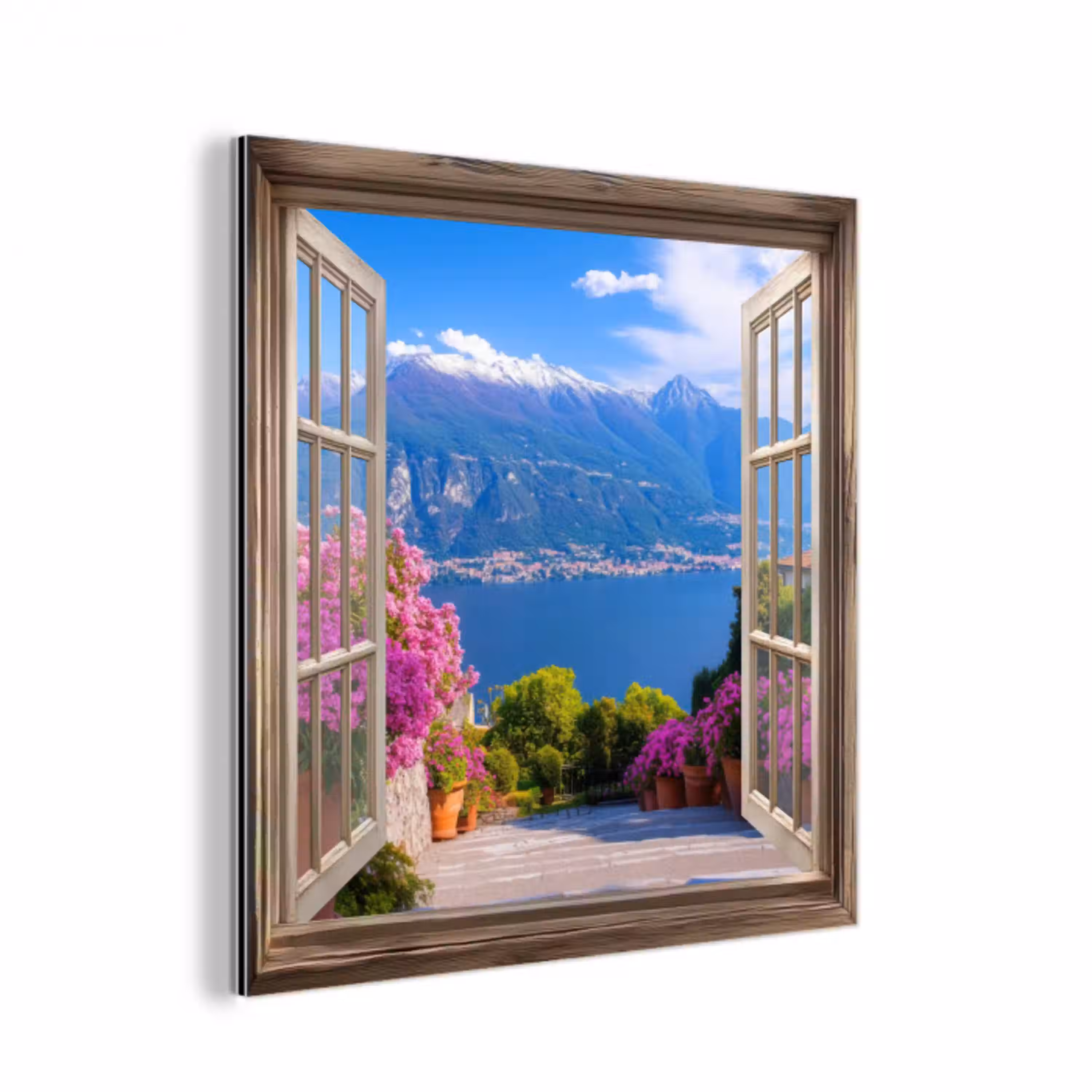 Doorkijk - Berg - Landschap - Uitzicht - Meer aluminium wit klein -3d