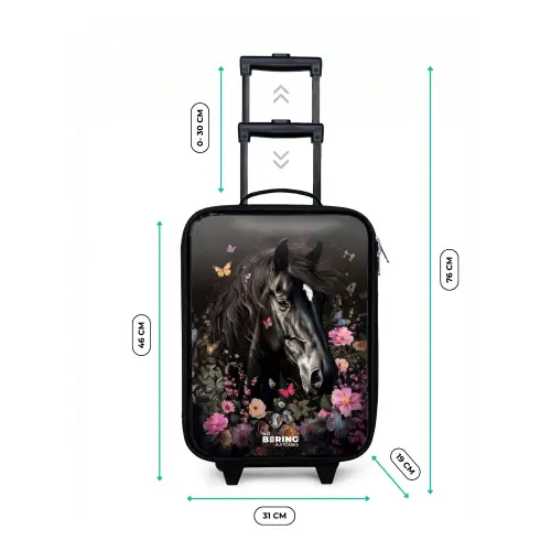 Zwart paard in bloei Kinderkoffer - Zwart klein -productfoto_formaten