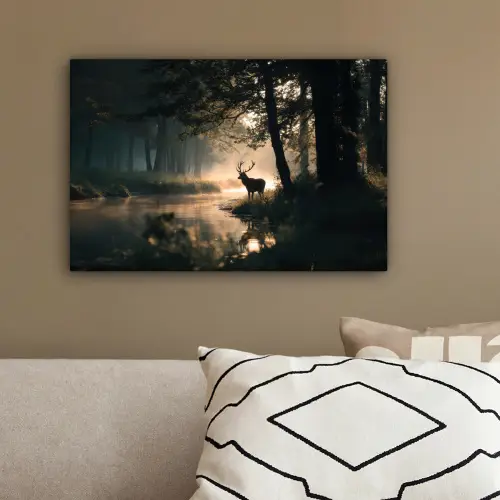 Hert - Bosbeek - Mystiek canvas 2cm klein -sfeer3