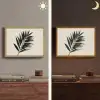 Palmblad - Subtiel - Groen - beige Light Box met batterij (Wandlamp) middel -sfeer3
