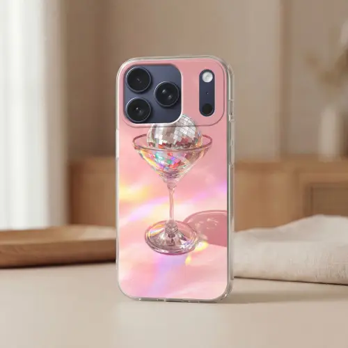 Martiniglas - Discobal - Fonkelende lichtvlekken Telefoonhoesje iPhone 17 Pro klein -sfeer2