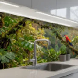 Ara - Jungle - Rood keuken achterwand 2 middel -3d_schuin