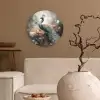Pauw - Pauwenveren - Vogel - Jungle - Bloemen Wandcirkel kunststof plaat 5mm dik klein -sfeer1