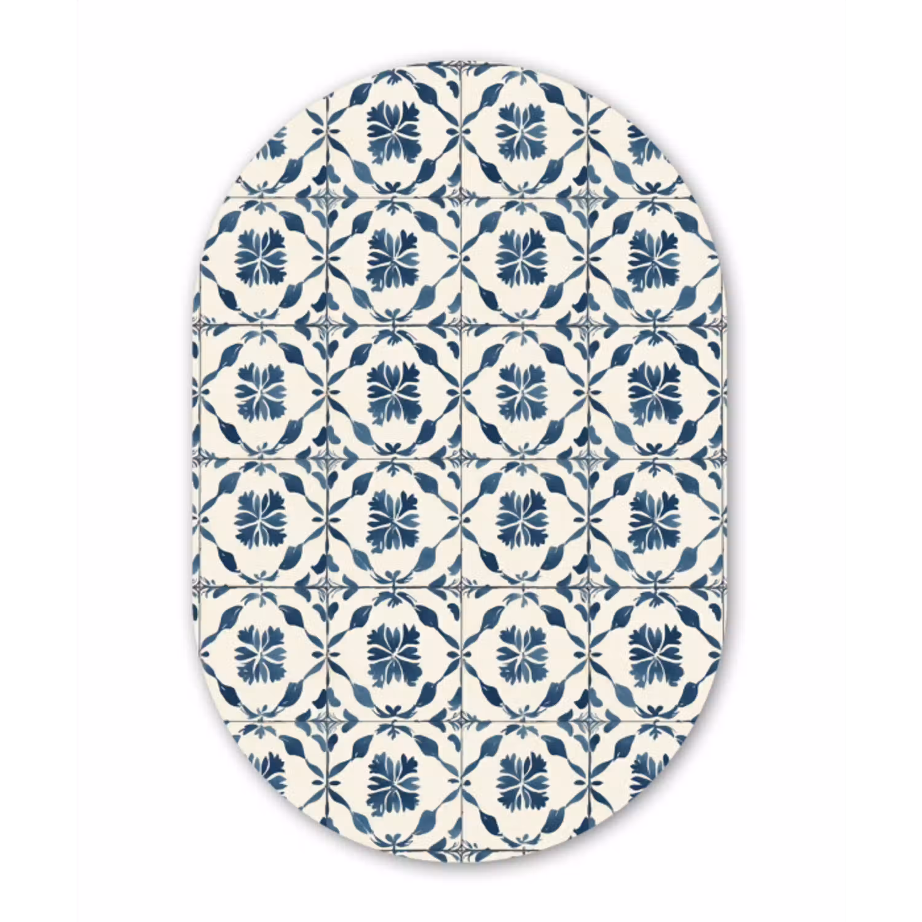 Grafisch - Tegel - Blauw Wandcirkel Ovaal Aluminium middel 839 -3d