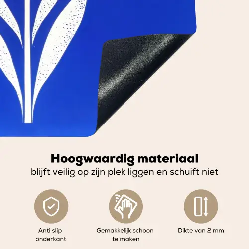 Tulp - Minimalistisch - Bladeren - Wit Inductie beschemer met haakjes middel -ky-onderkant-nl