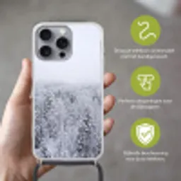 Bos - Sneeuw - Winter - Natuur - Wit Hoesje iPhone 16 Pro Max met koord klein -sfeer2_NL