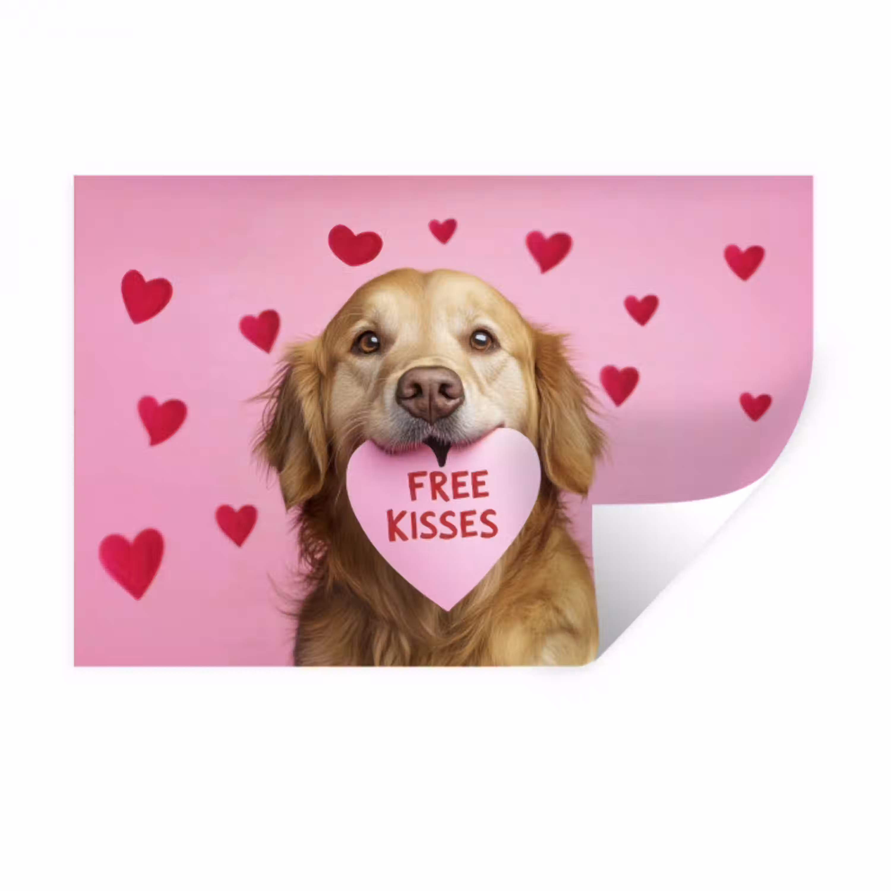 Hond - Kiss- Valentijn - Hartjes Muursticker klein -3d