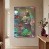 Melkmeisje - Johannes Vermeer - Graffiti Textielframe zilver middel -sfeer2