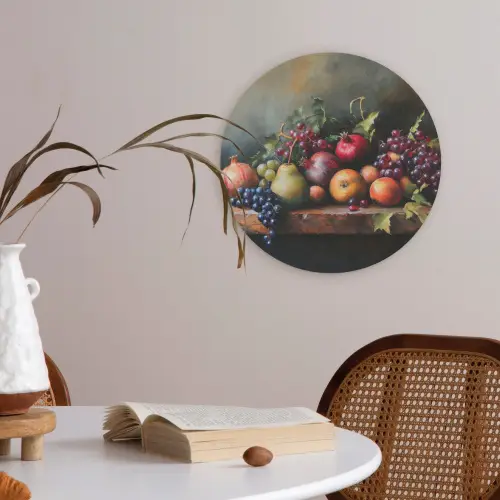 Rustiek - Stilleven - Fruit Akoestische PET Vilt - Rond klein -sfeer3