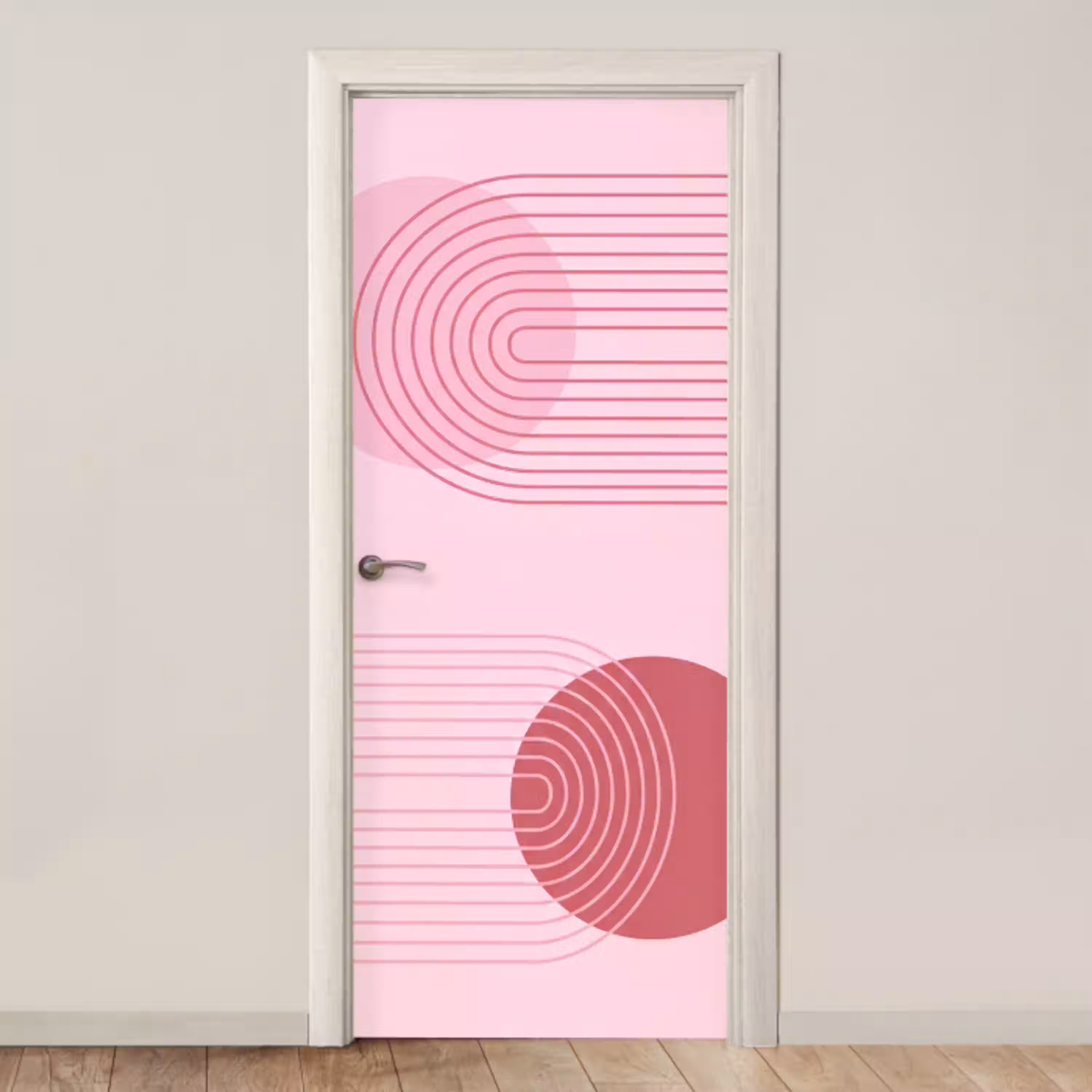 Vormen - Lijnen - Minimalistisch - Roze deurposter klein -3d_beige