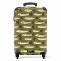 Vis - Patroon - Groen NBS - Handbagage koffer - Volwassenen Unisex middel -productfoto_recht