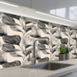 Botanisch - Bladeren - Zwart keuken achterwand 2 middel 871 -3d_schuin