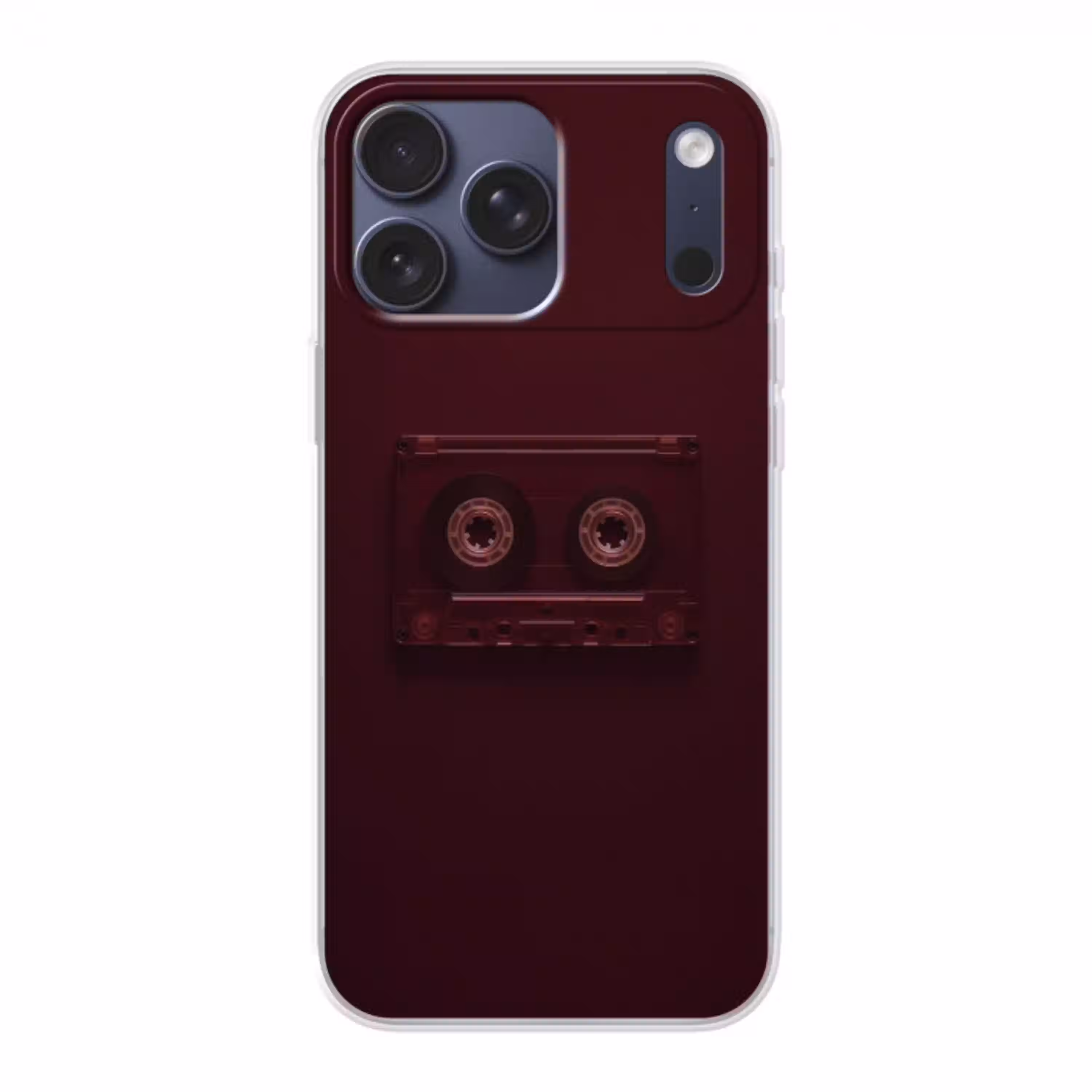 Cassetteband - Bordeaux - Vintage Telefoonhoesje iPhone 17 Pro Max klein -3d