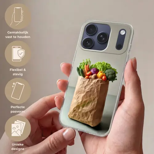 Papieren - Boodschappen - Groente - Kleurrijk Telefoonhoesje iPhone 17 Pro klein -sfeer3_NL