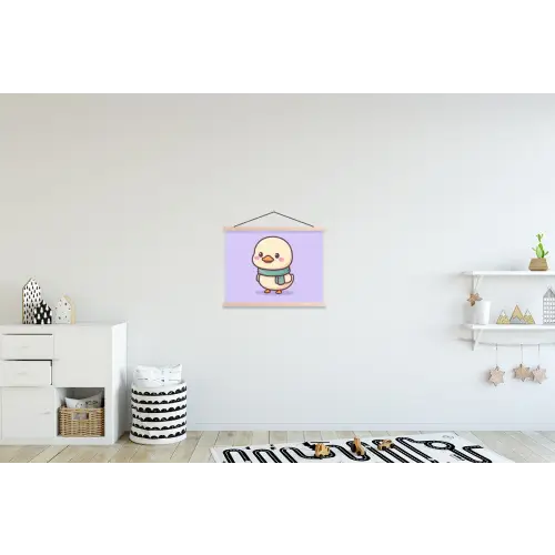Eend - Sjaal - Paars textielposter latten blank klein -kinderkamer