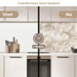 Zandkleurig - Marmer - Natuursteen keuken achterwand 2 middel 871 -voor-na2_NL