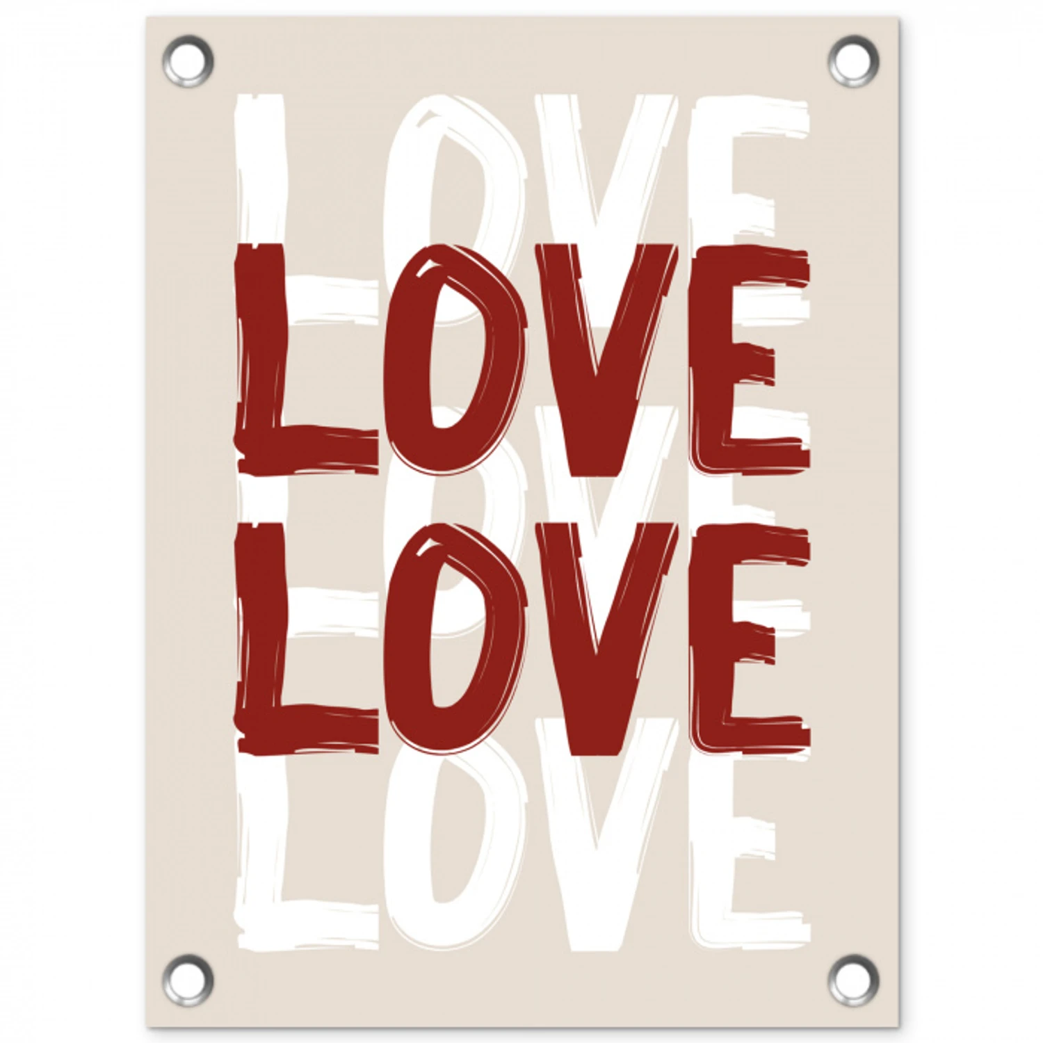 Love - Rood - Tekst tuinposter los doek klein -3d